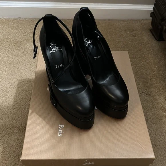 SOLD!!!Christian Louboutin Yasefir Belted Red Sole Platform Pumps - Picture 2 of 5